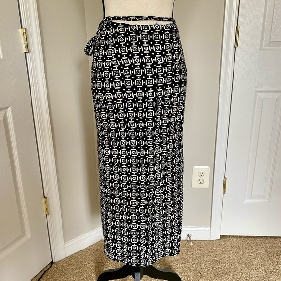 VINTAGE STYLEWORKS BLOCK PRINT ADJUSTABLE SARONG WRAP SKIRT - Picture 2 of 8